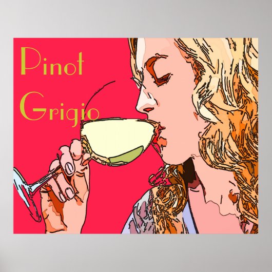 Pinot Grigio Woman Weinkarte Poster (Vorne)