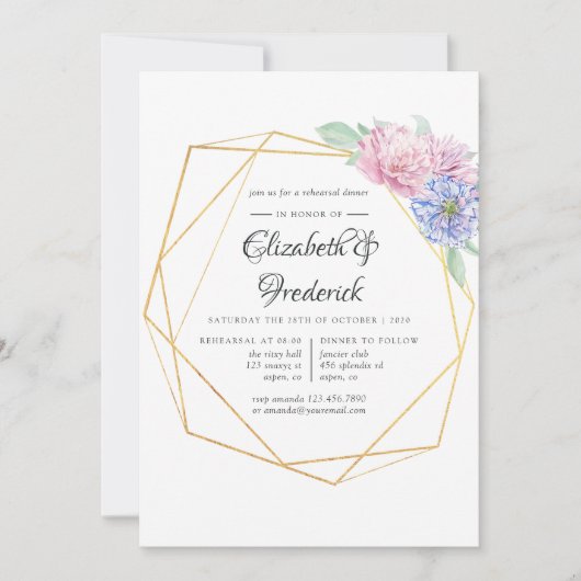 Pinot & Mint Geometric Probe Abendessen Einladung (Vorderseite)