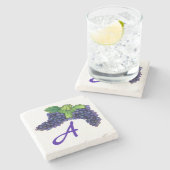 Pinot Noir Red Weintrauben Custom Monogram Steinuntersetzer (Seitenansicht)