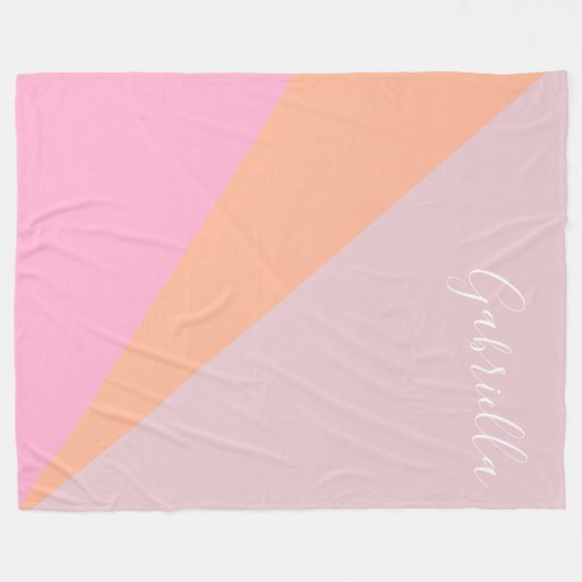 Pinot und Orange Girly Geometric Personalisiert Fleecedecke (Vorderseite (Horizontal))