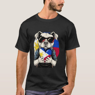 Pinoy-Wurzeln Hund Herz Philippinen-Flagge Filipin T-Shirt