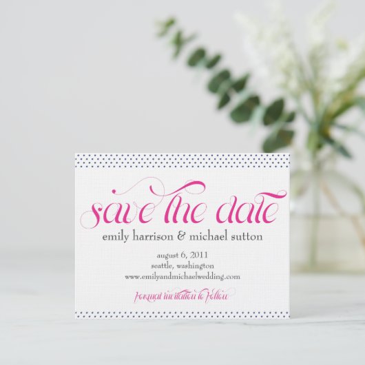 Pinpoint Polka Dots Save the Date (Stehend Vorderseite)