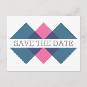 Pinrosa geometrische Triade Save the Date Postkart Ankündigungspostkarte