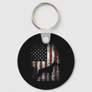 Pinscher American Flag Patriotische Geschenke Schlüsselanhänger