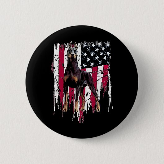 Pinscher American Flag Usa Phantastisch Button (Vorderseite)