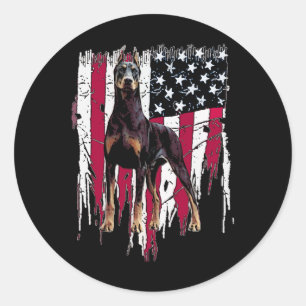 Pinscher American Flag Usa Phantastisch Runder Aufkleber