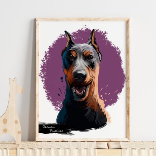 Pinscher Dog Portrait | Hundewand P Poster