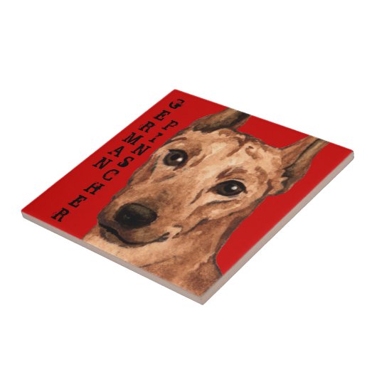 Pinscher Farbblock Fliese (Seite)