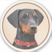 Pinscher Malerei Original Tierart Aufkleber (Vorderseite)