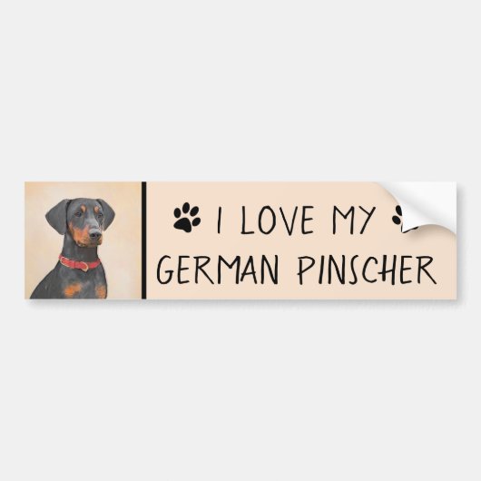 Pinscher Malerei Original Tierart Autoaufkleber (Vorne)