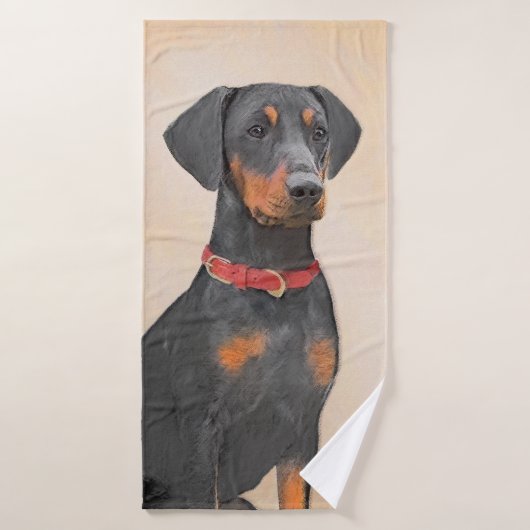 Pinscher Malerei Original Tierart Badhandtuch Set (Badehandtuch)