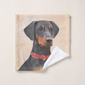 Pinscher Malerei Original Tierart Badhandtuch Set (Waschlappen)