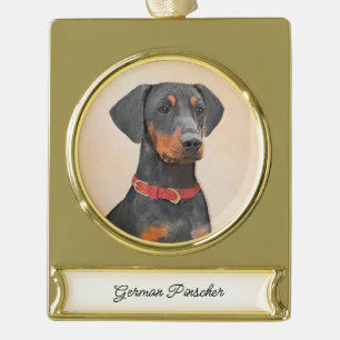 Pinscher Malerei Original Tierart Banner-Ornament Gold