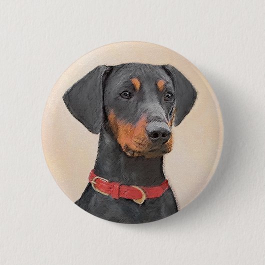 Pinscher Malerei Original Tierart Button (Vorderseite)