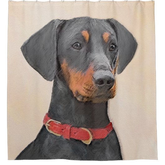 Pinscher Malerei Original Tierart Duschvorhang (Vorderseite)