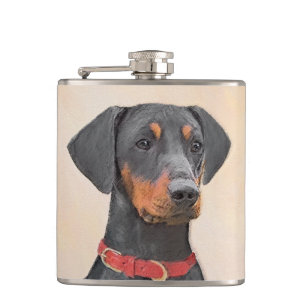 Pinscher Malerei Original Tierart Flachmann