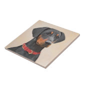 Pinscher Malerei Original Tierart Fliese (Seite)