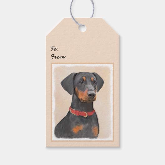 Pinscher Malerei Original Tierart Geschenkanhänger (Vorderseite)