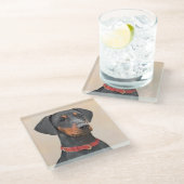Pinscher Malerei Original Tierart Glasuntersetzer (Schrägansicht)