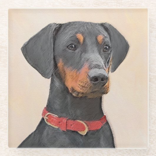 Pinscher Malerei Original Tierart Glasuntersetzer (Vorderseite)