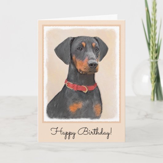 Pinscher Malerei Original Tierart Karte (Vorderseite)