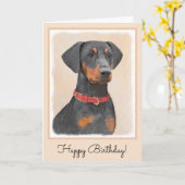 Pinscher Malerei Original Tierart Karte (Gelbe Blume)