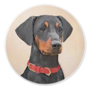 Pinscher Malerei Original Tierart Keramikknauf