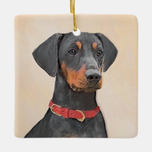 Pinscher Malerei Original Tierart Keramikornament (Vorderseite)