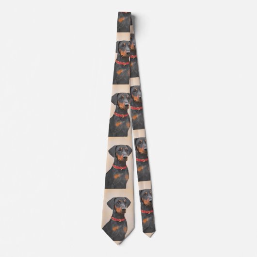 Pinscher Malerei Original Tierart Krawatte (Vorderseite)
