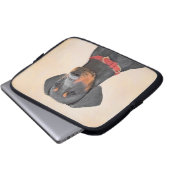 Pinscher Malerei Original Tierart Laptopschutzhülle (Vorne Knopf)