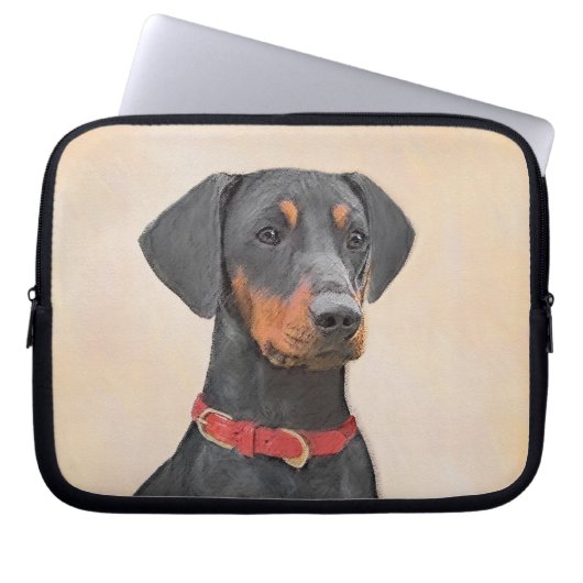 Pinscher Malerei Original Tierart Laptopschutzhülle (Vorderseite)