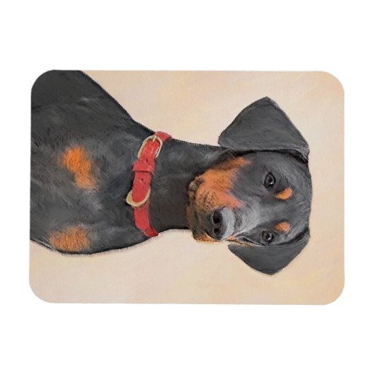 Pinscher Malerei Original Tierart Magnet (Horizontal)