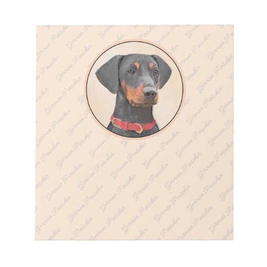 Pinscher Malerei Original Tierart Notizblock (Vorderseite)
