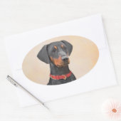 Pinscher Malerei Original Tierart Ovaler Aufkleber (Umschlag)