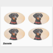 Pinscher Malerei Original Tierart Ovaler Aufkleber (Blatt)