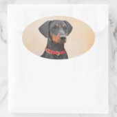 Pinscher Malerei Original Tierart Ovaler Aufkleber (Tasche)