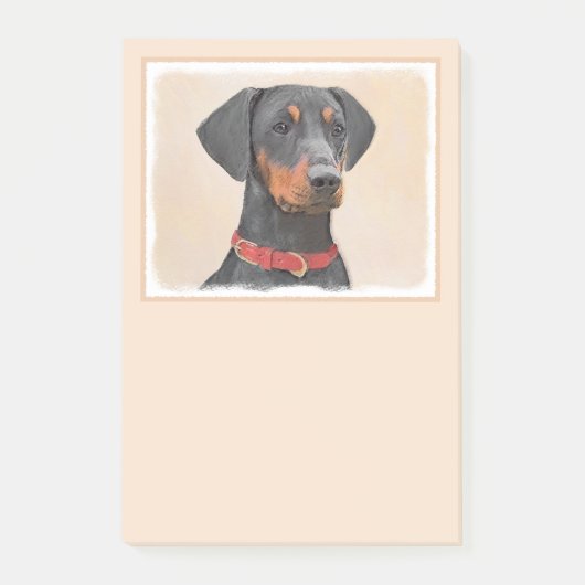 Pinscher Malerei Original Tierart Post-it Klebezettel (Vorderseite)