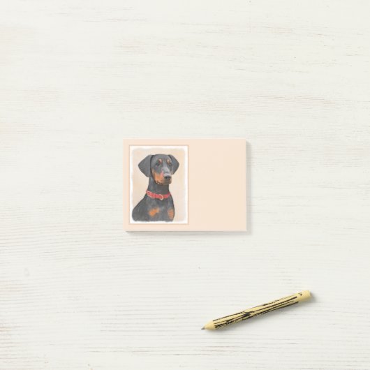 Pinscher Malerei Original Tierart Post-it Klebezettel (Auf Schreibtisch)
