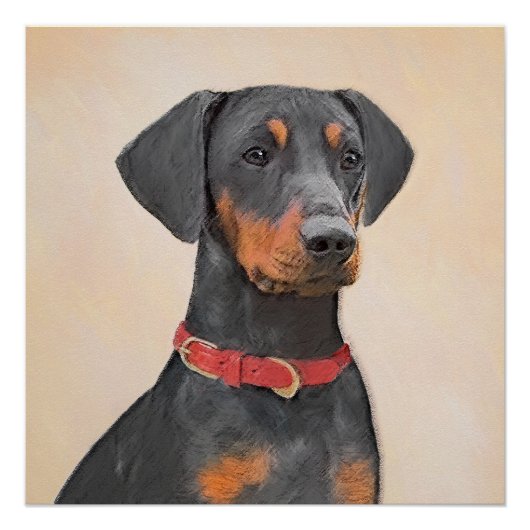 Pinscher Malerei Original Tierart Poster (Vorderseite)