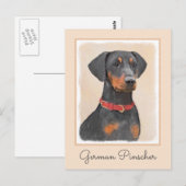 Pinscher Malerei Original Tierart Postkarte (Vorne/Hinten)