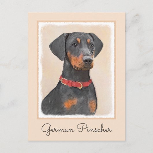 Pinscher Malerei Original Tierart Postkarte (Vorderseite)