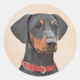 Pinscher Malerei Original Tierart Runder Aufkleber