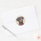 Pinscher Malerei Original Tierart Runder Aufkleber (Umschlag)