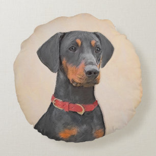 Pinscher Malerei Original Tierart Rundes Kissen