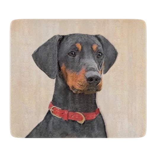 Pinscher Malerei Original Tierart Schneidebrett (Vorderseite)