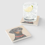 Pinscher Malerei Original Tierart Steinuntersetzer (Seitenansicht)