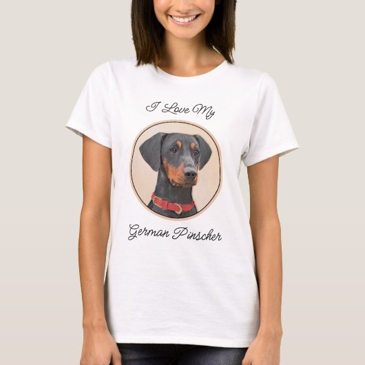 Pinscher Malerei Original Tierart T-Shirt (Vorderseite)