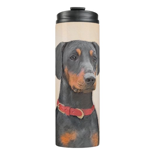 Pinscher Malerei Original Tierart Thermosbecher (Vorderseite)