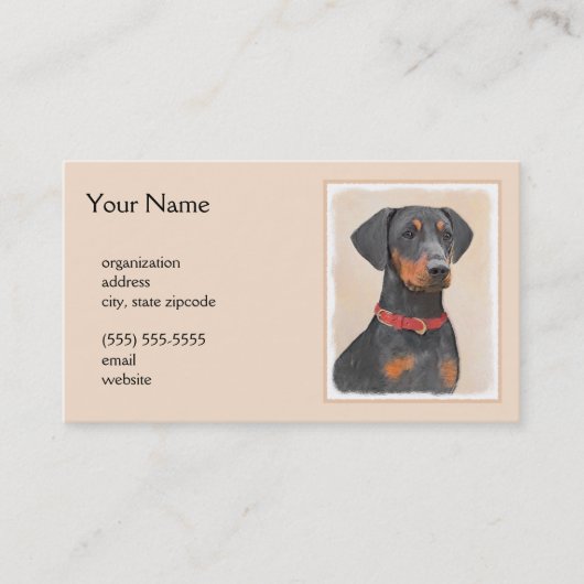Pinscher Malerei Original Tierart Visitenkarte (Vorderseite)