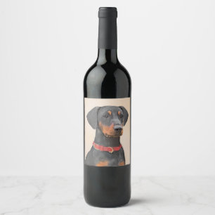 Pinscher Malerei Original Tierart Weinetikett